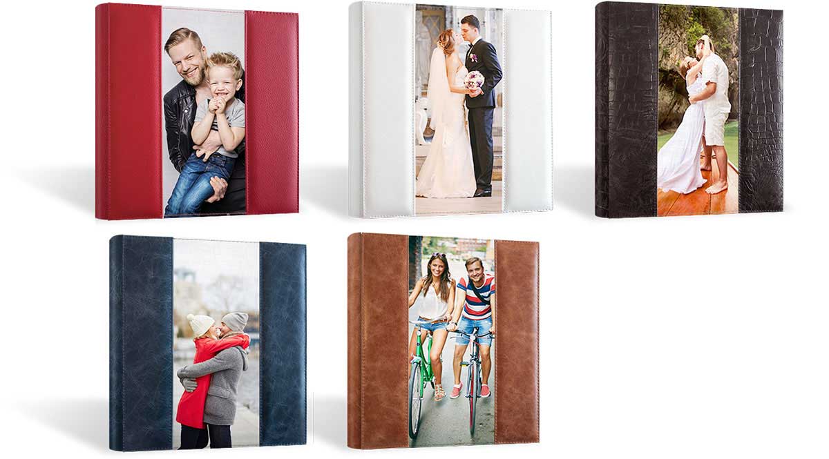 Шкіряна обкладинка зі вставкою з холста - фотокниги Софі